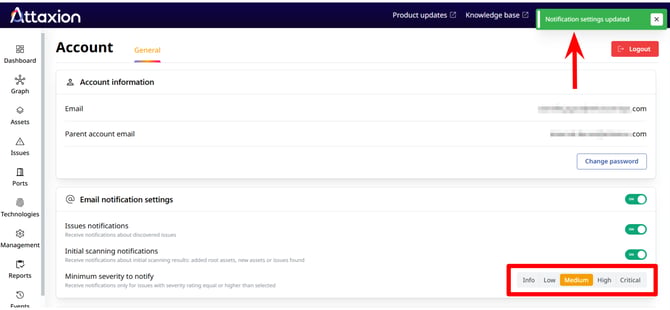 Choosing issue severity for notifications