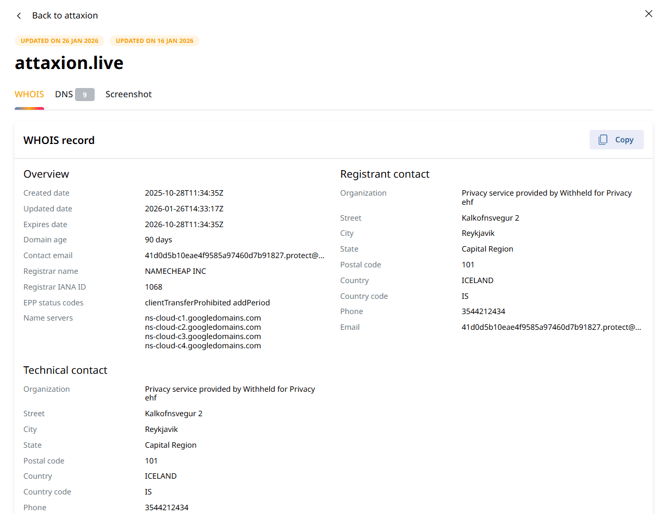 Impersonation tab-WHOIS
