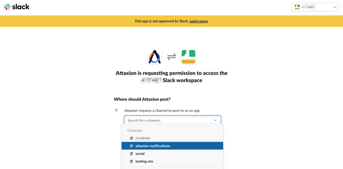 Setting up Slack persmissions for Attaxion